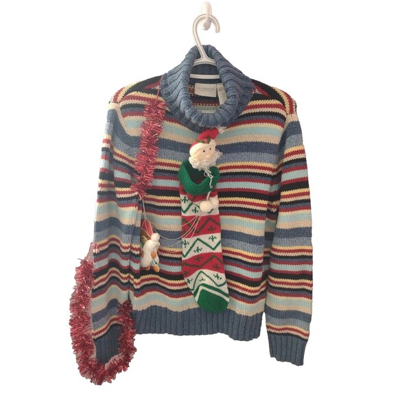 Liz Claiborne Sweaters - Vintage Liz Claiborne Women Large Ugly Christmas Sweater Tinsel Ornaments